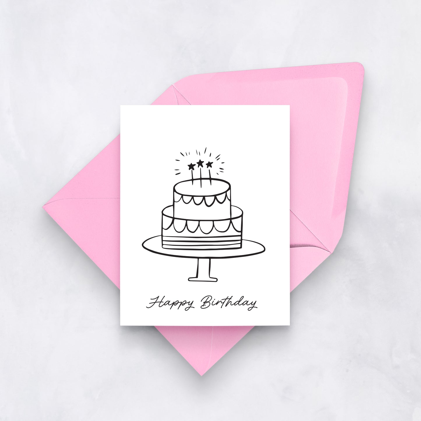 Line Art Birthday Card