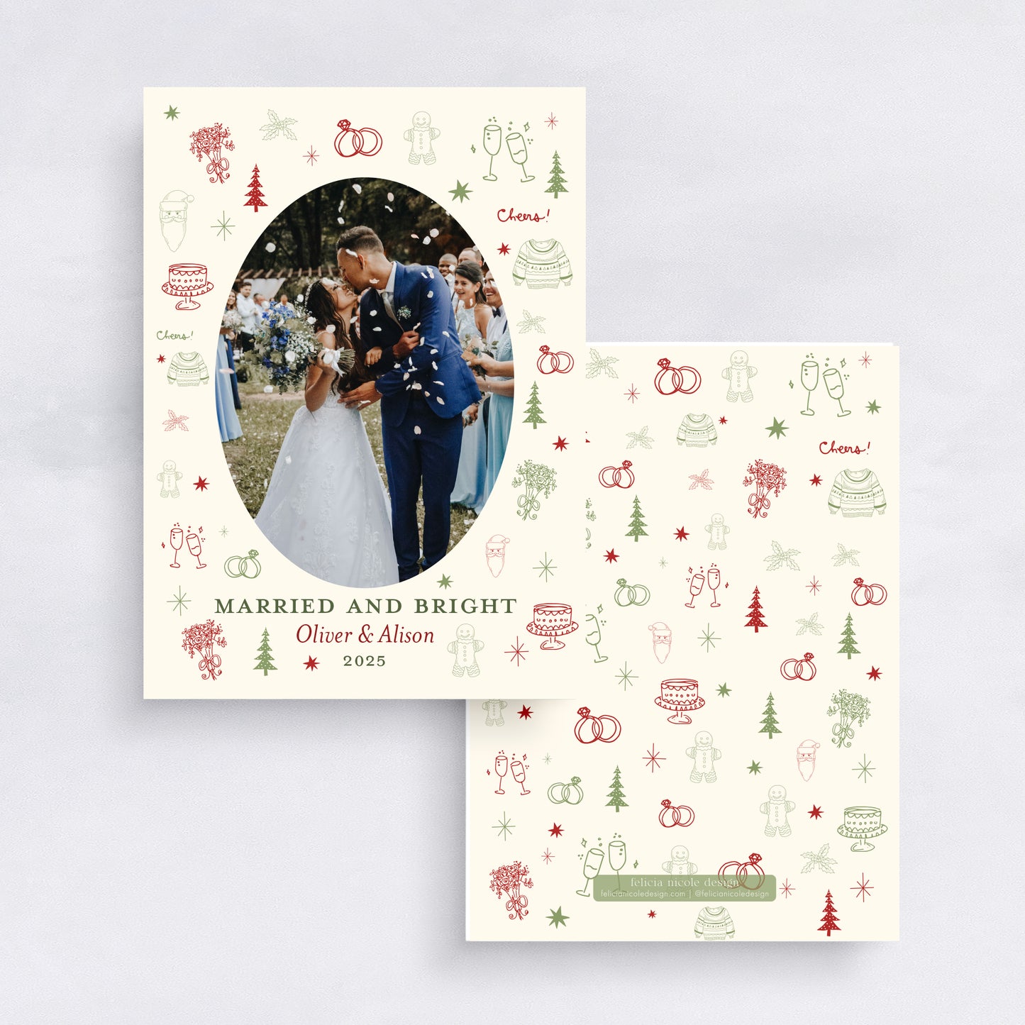 Married & Bright Custom Photo Christmas Card | Newlywed Holiday Cards