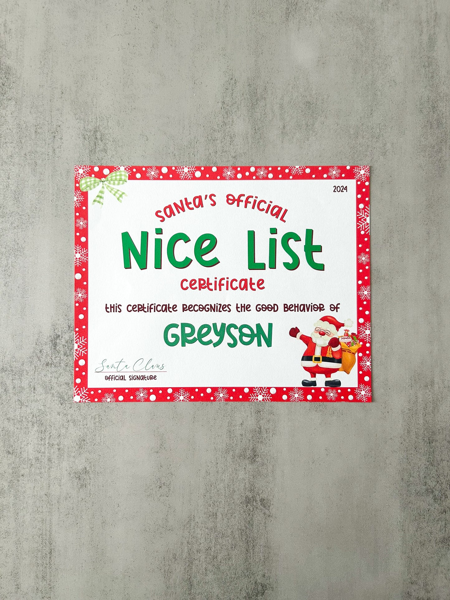 Personalized Santa Letter & Nice List Certificate