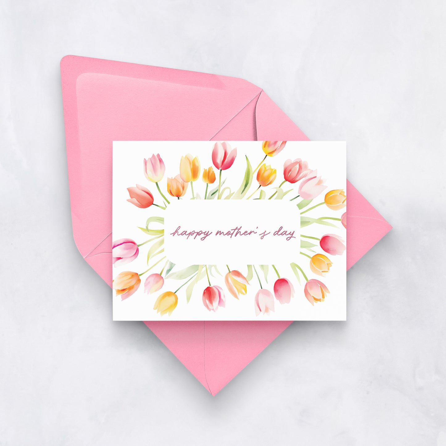 Happy Mother’s Day Floral Card | Watercolor Tulip Mother’s Day Greeting