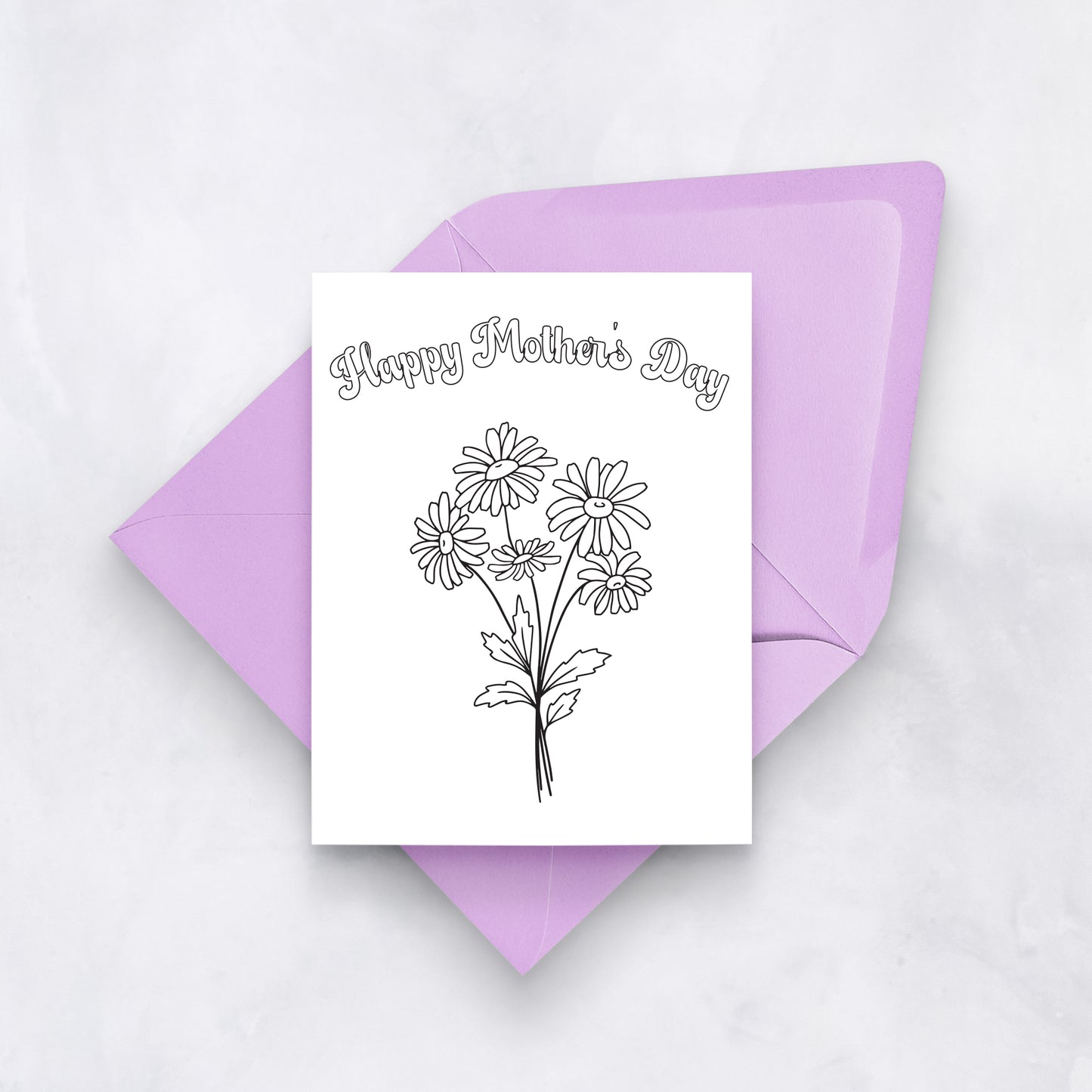 Happy Mother’s Day Coloring Card | Daisy Flower Design