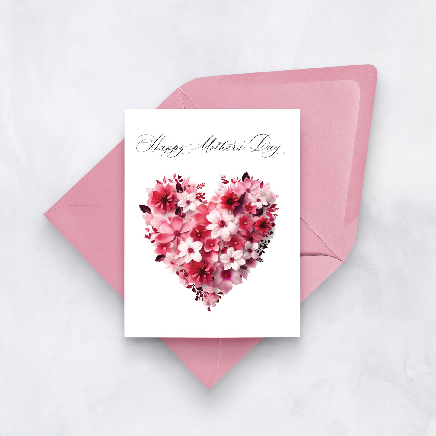 Happy Mother’s Day – Pink Floral Heart Card