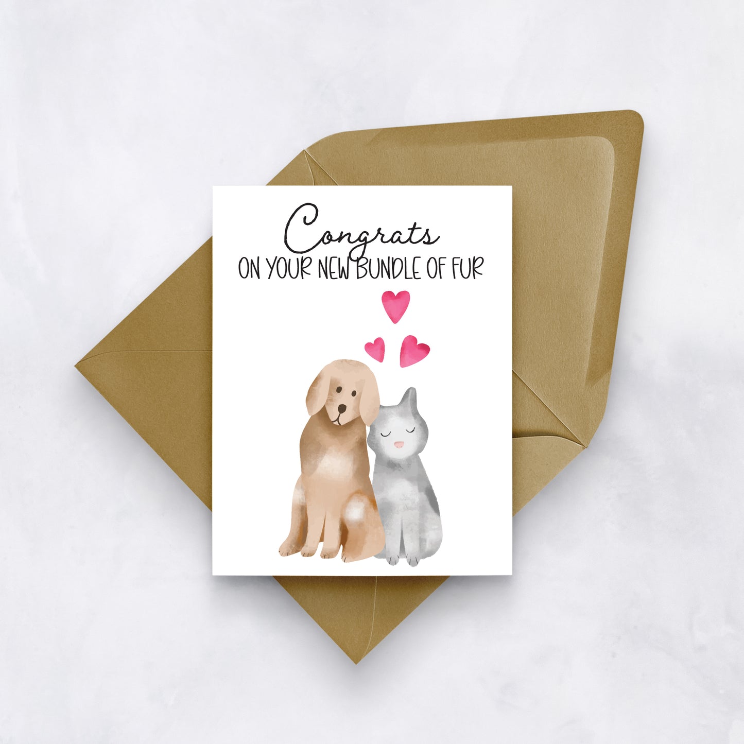 Congrats on Your Bundle of Fur | Cute Dog or Cat Adoption Card