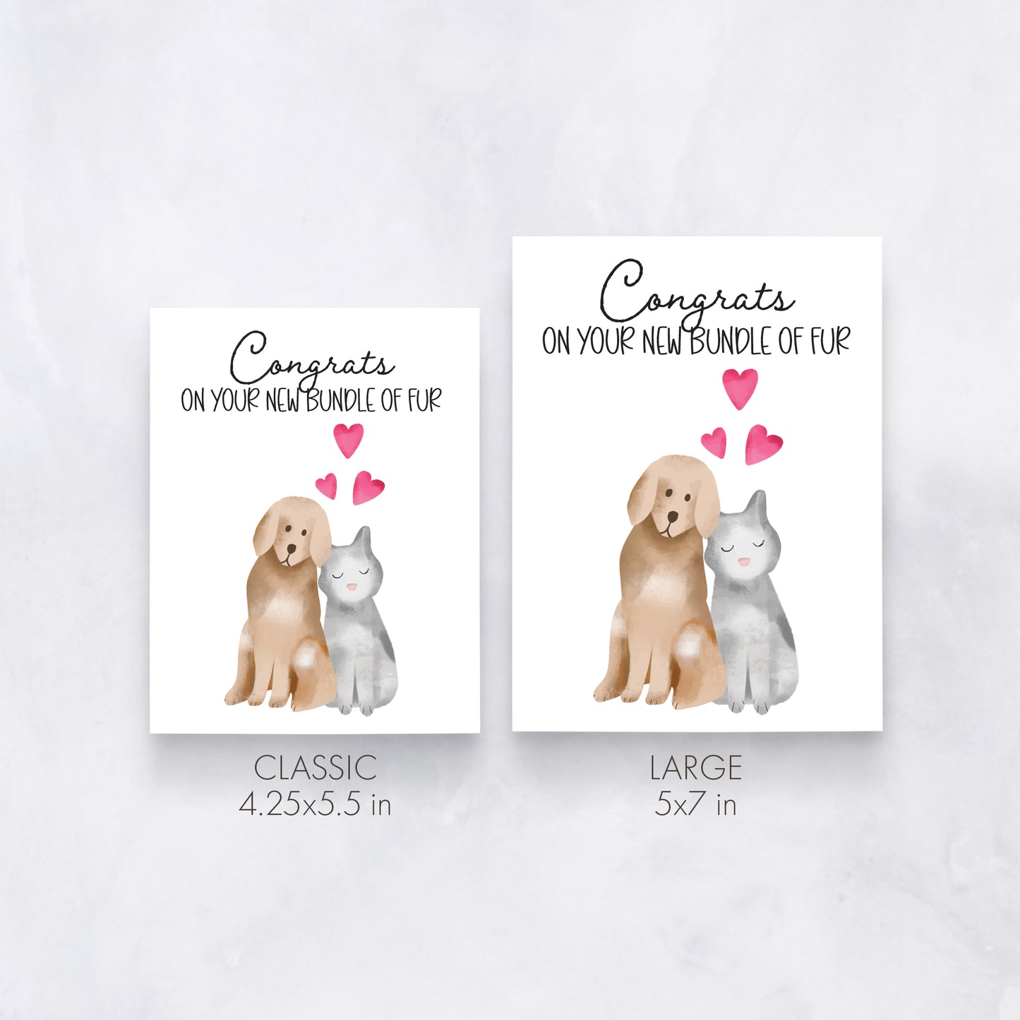 Congrats on Your Bundle of Fur | Cute Dog or Cat Adoption Card