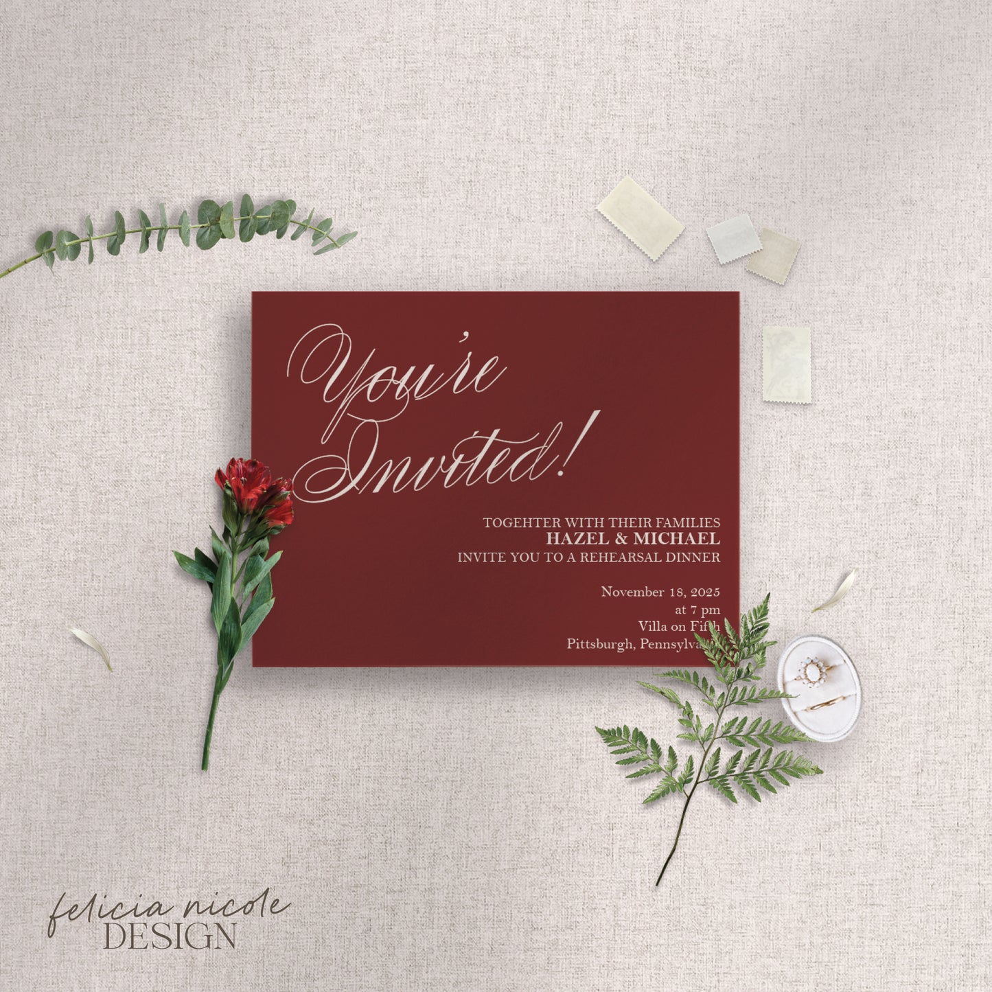 The Hazel | Rehearsal Dinner Card