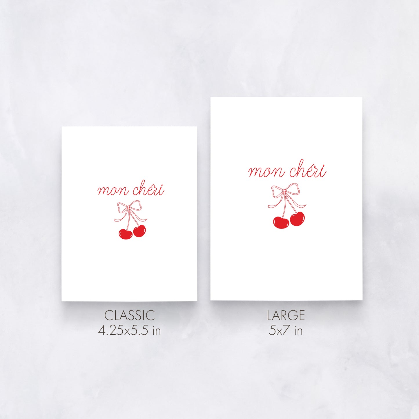 Mon Chéri Valentine’s Day Card – Romantic Cherry Love Greeting Card