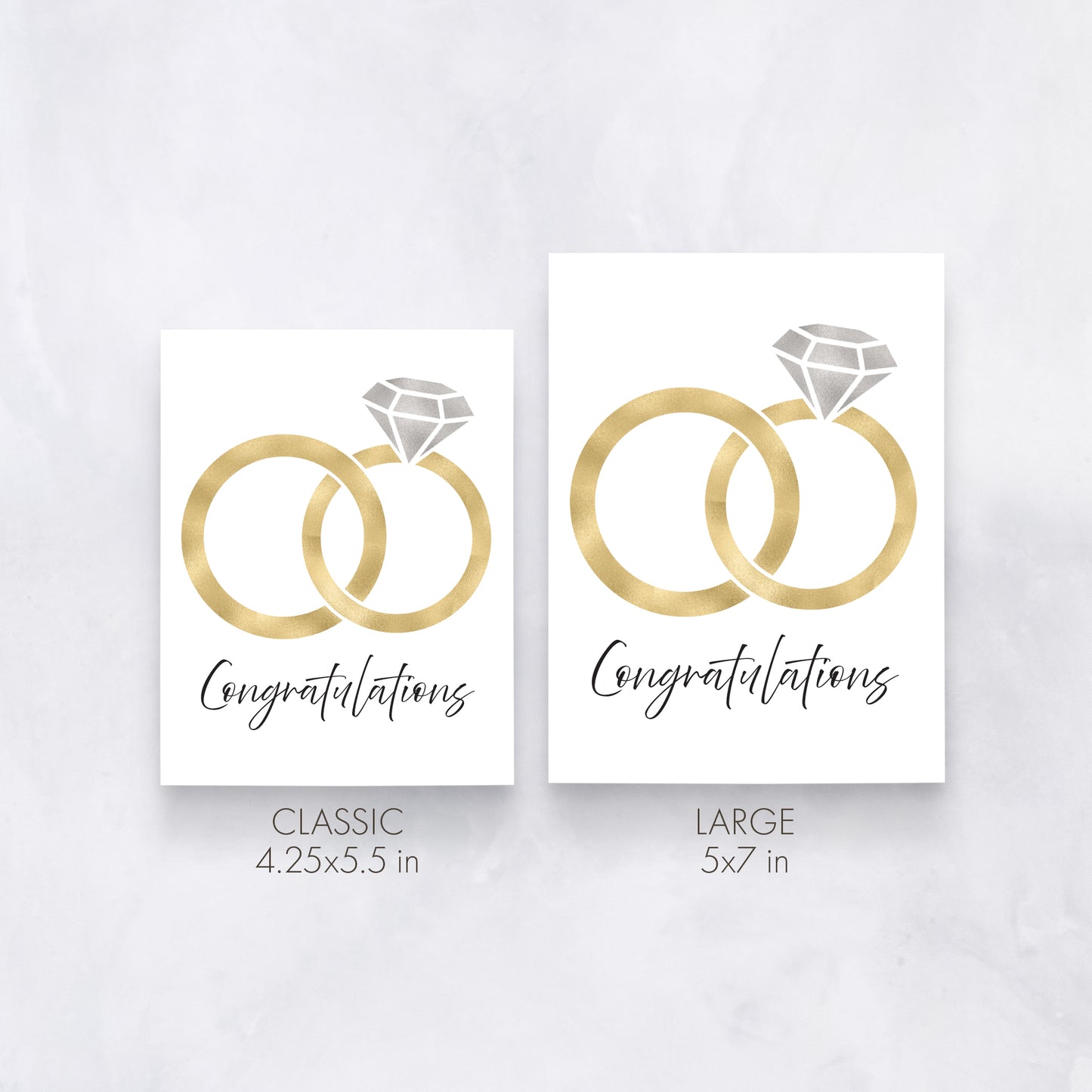Elegant Gold Wedding Rings Card | Engagement Congratulations