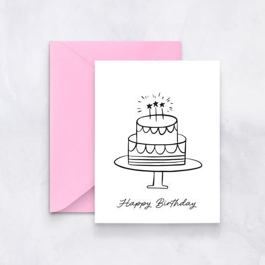Line Art Birthday Card