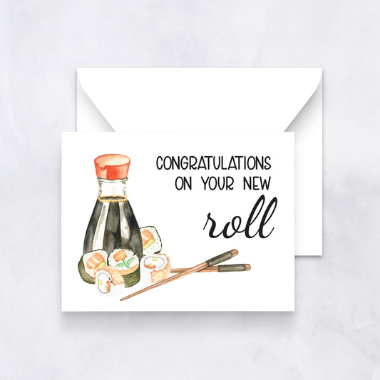 New Roll Sushi Pun Card