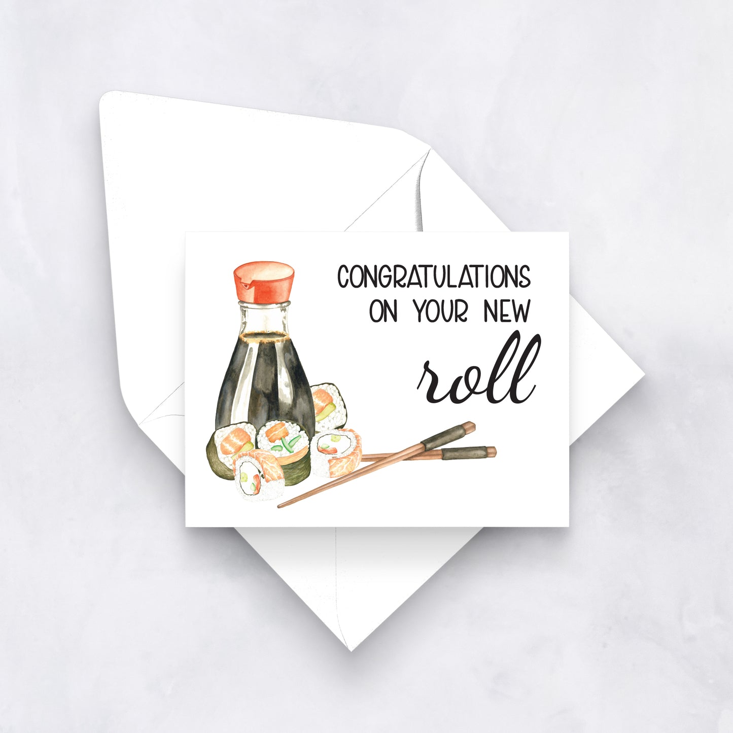 New Roll Sushi Pun Card