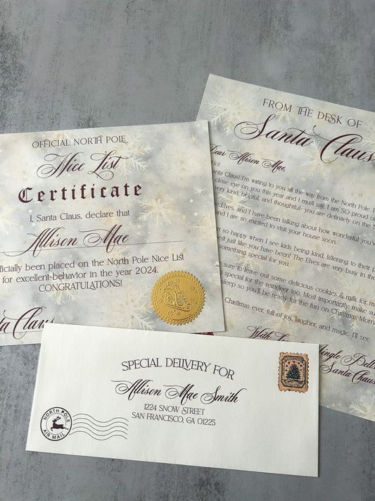 Personalized Santa Letter & Good List Certificate