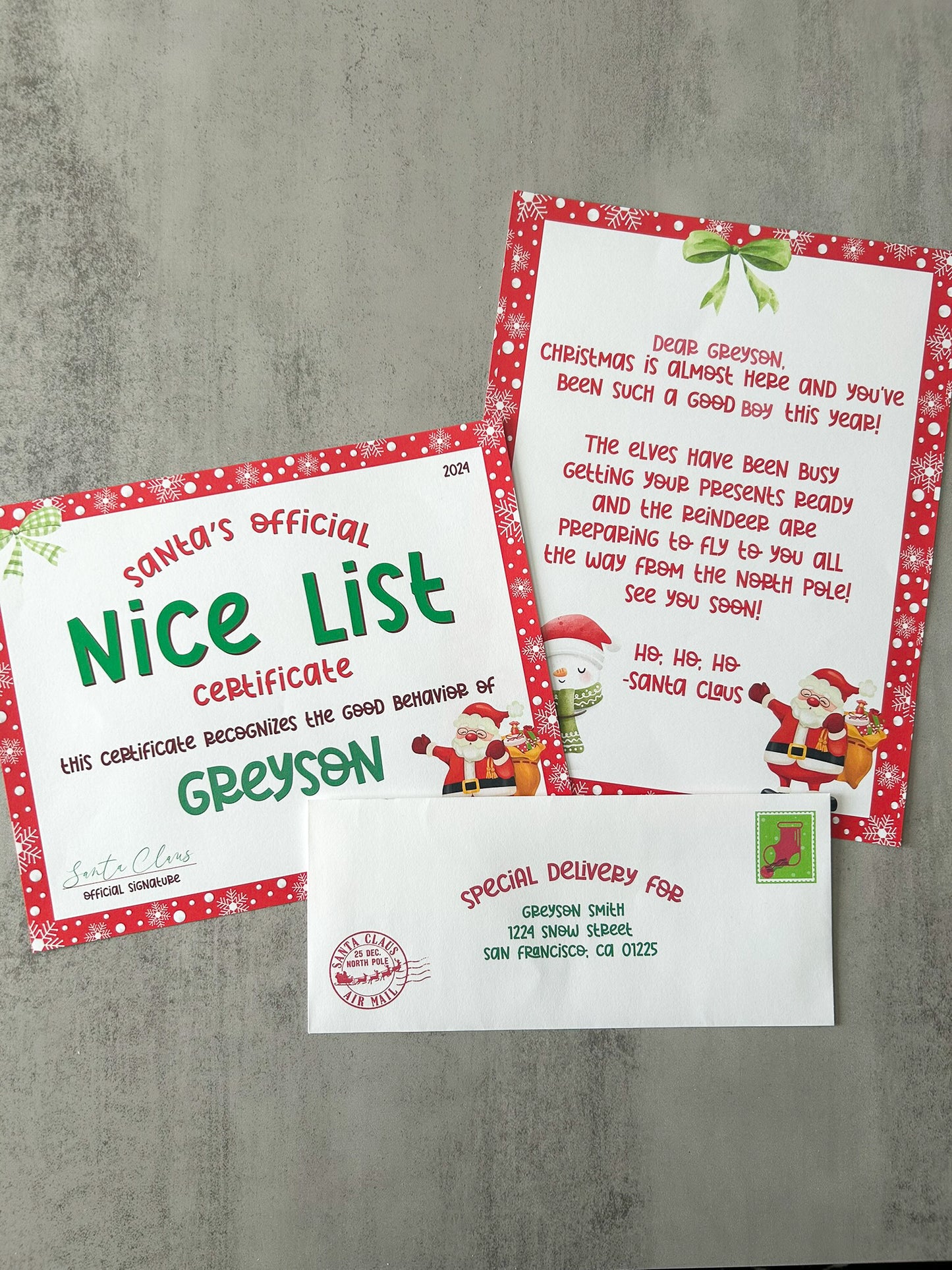 Personalized Santa Letter & Nice List Certificate