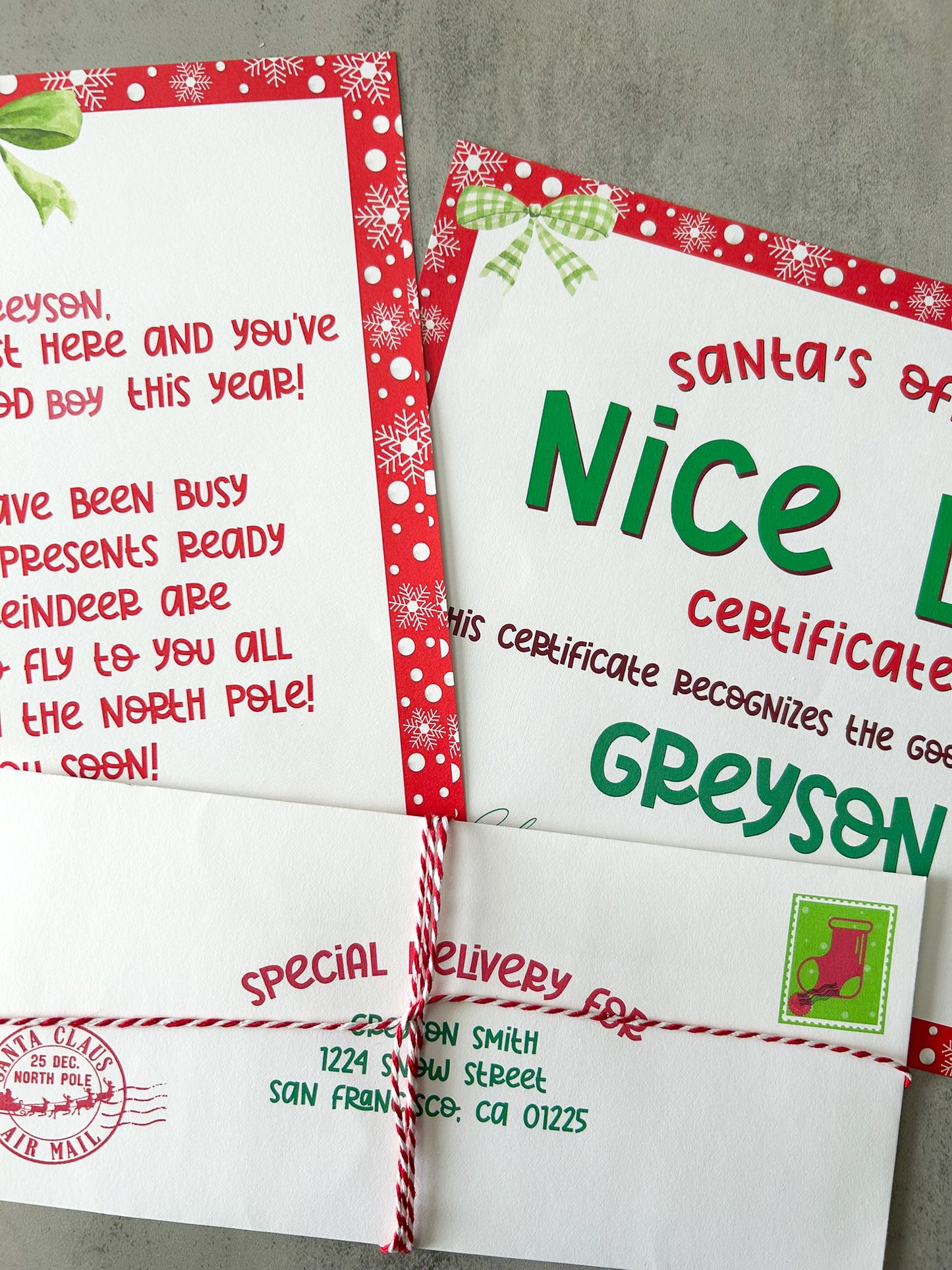 Personalized Santa Letter & Nice List Certificate