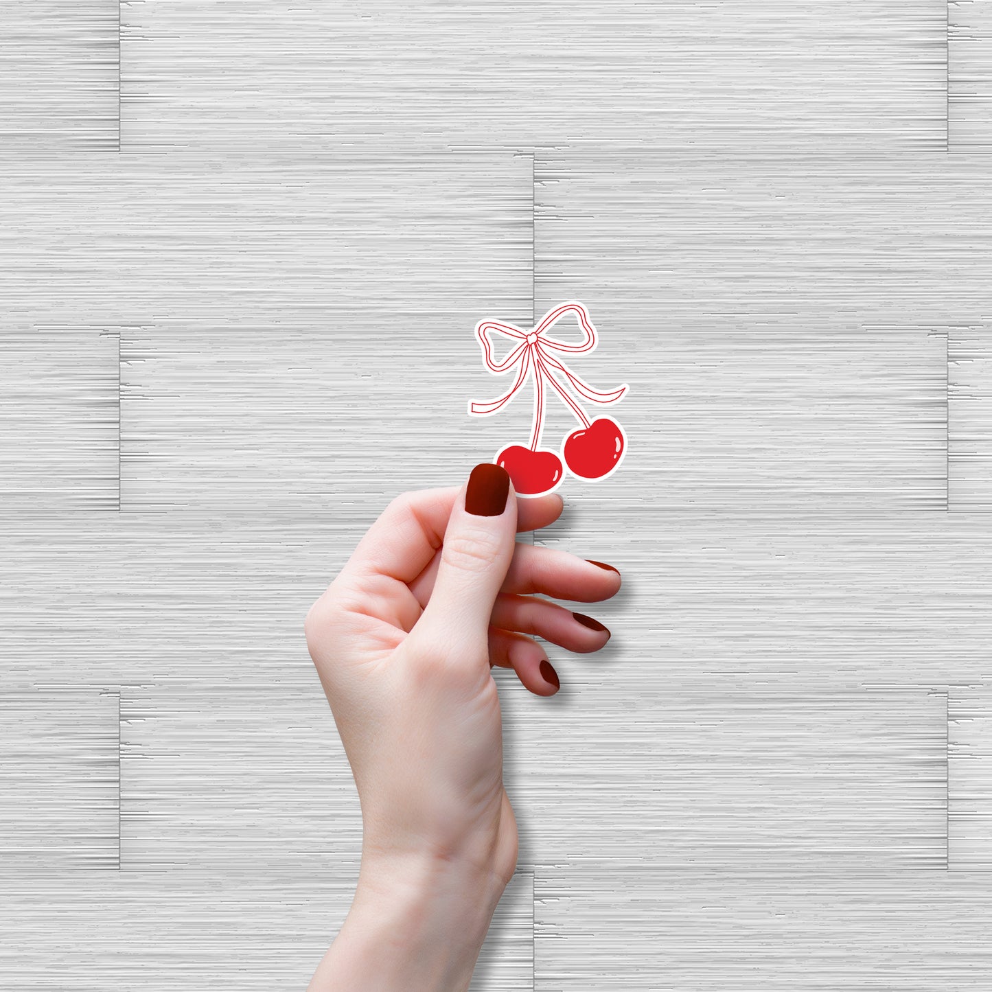 Cherry Valentine Sticker – Cute Bow Cherry Vinyl Love Sticker