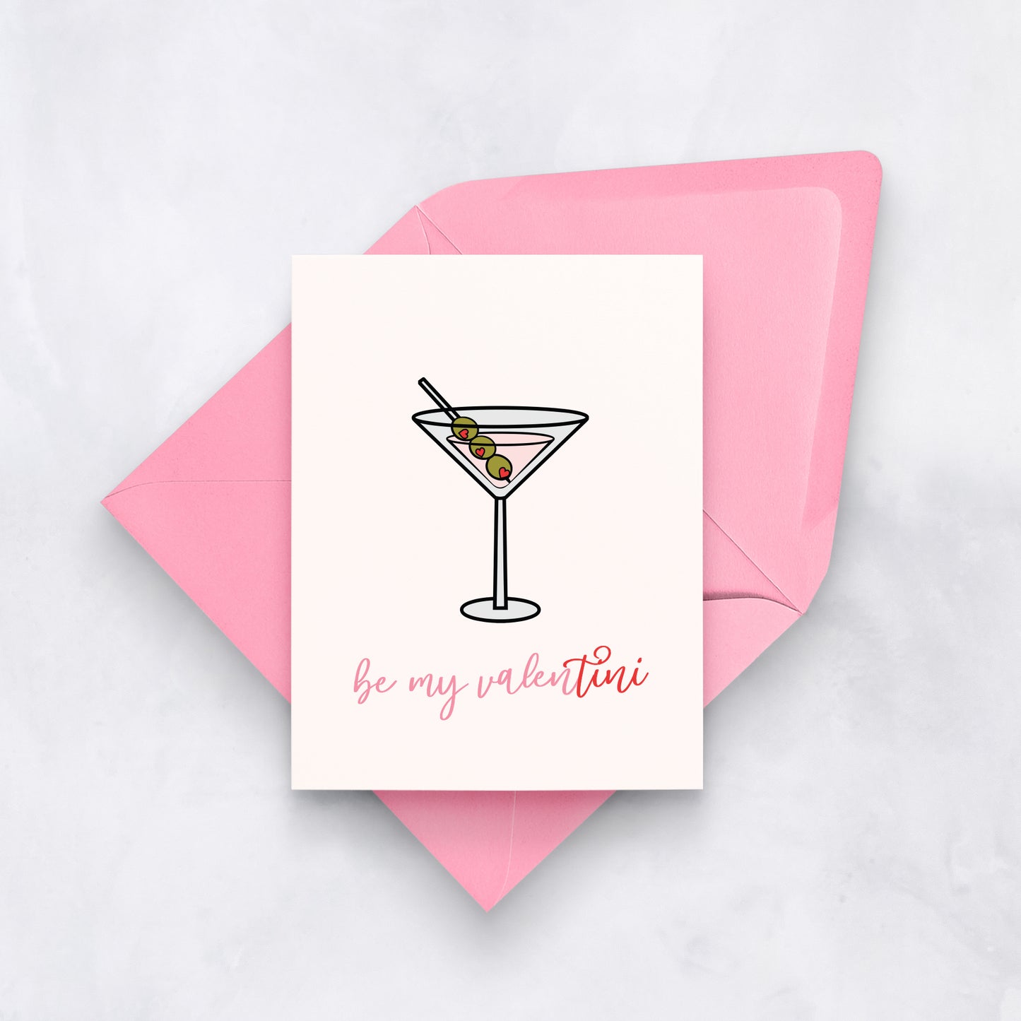 Be My Valen-tini Valentine’s Day Card – Martini Cocktail Love Card
