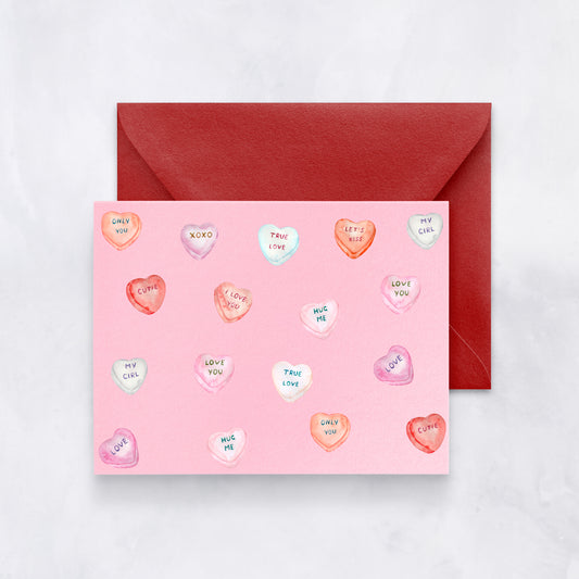 Conversation Hearts Valentine’s Day Card – Cute Candy Heart Love Card