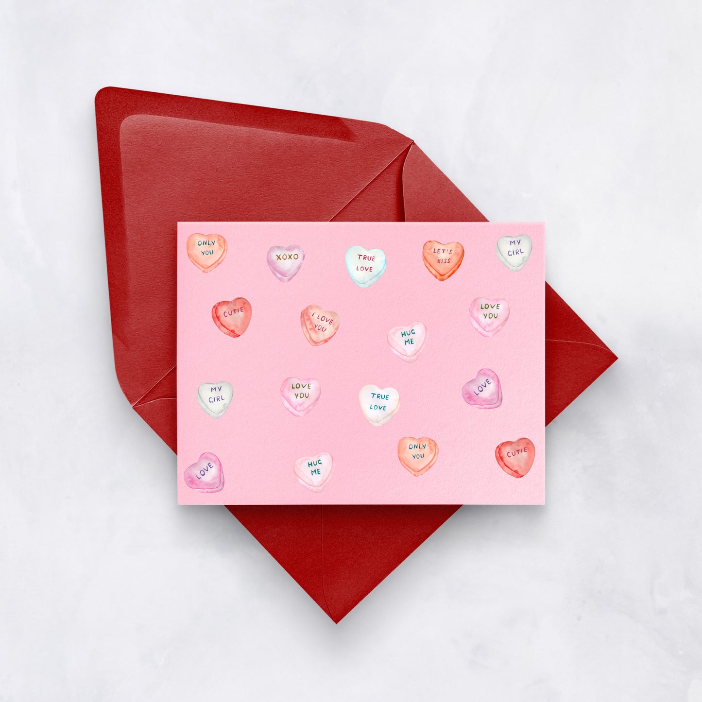 Conversation Hearts Valentine’s Day Card – Cute Candy Heart Love Card